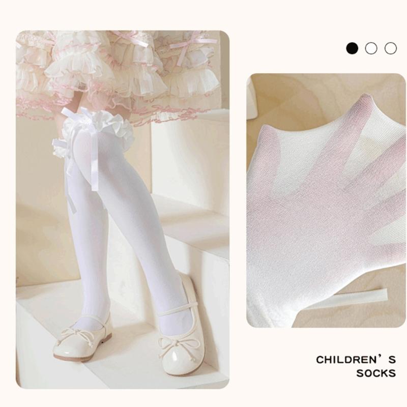 Fashion Lace Calf Socks Socks Breathable Loose Socks for Girls Bowknot High Boot Socks Long Knee High Stockings