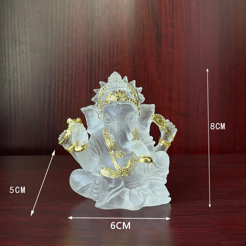 Ganesh Hindu Elefantgud for Suksess Statue Resin Gjennomsiktig Figurin Ornament Hjem Interiørdekorasjon Håndverk