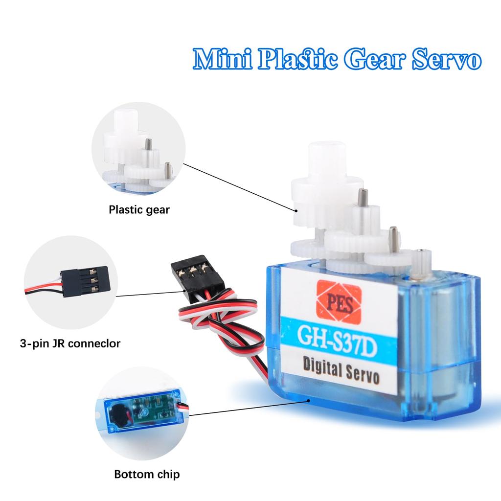 DIYmall 4pcs Super Light 3.7g Micro Servo GH-S37D 0.8kg/cm Coreless Motor Mini Digital Servo Control for RC Airplanes