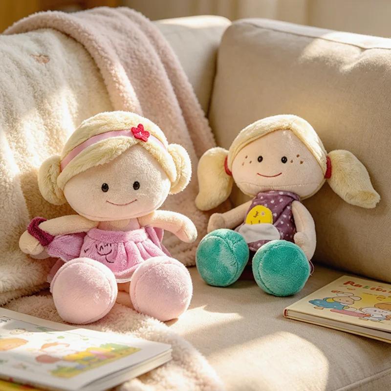Dress Up Girl Plush Toy Collection 4 Styles Freckled Face Soft Fluffy Stuffed Rag Doll for Home Decor Gift Ornament Girl