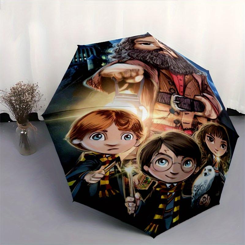 Hagrid Potter Hermione Granger Ron Weasley Durable Cartoon Folding Umbrella, Portable 3 Fold Compact Umbrella for Men and Women,