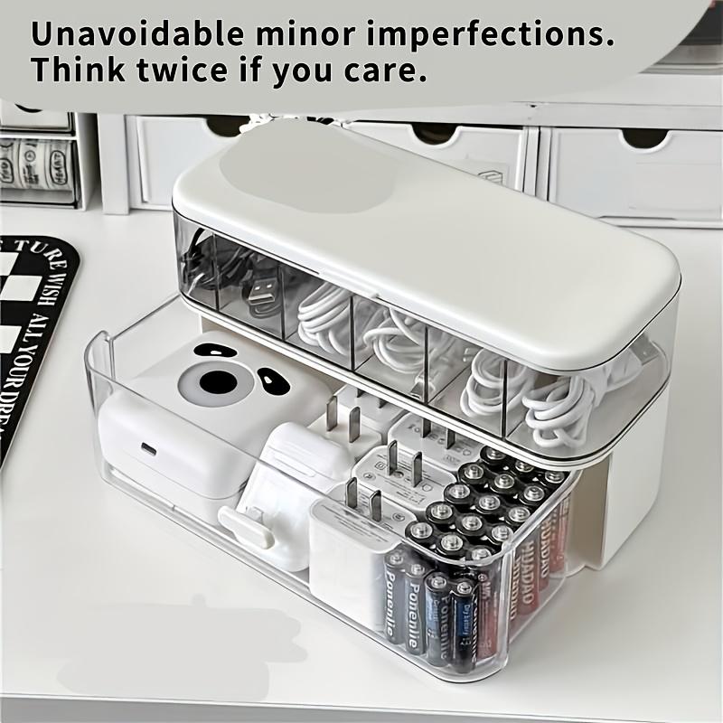 

Dual-Layer Transparent Cable Organizer Box with Hinged Lid, Durable PP Material Cable Management Box, Desk Drawer Storage хакі