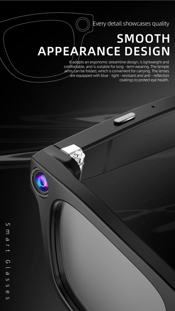 ERVPES G300 AI Smart Glasses 800MP HD Camera Bluetooth Call Voice Assistant Control Smart Glasses