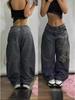 Men's High-Waisted Hip-Hop Loose Denim Embroidered Casual Jeans