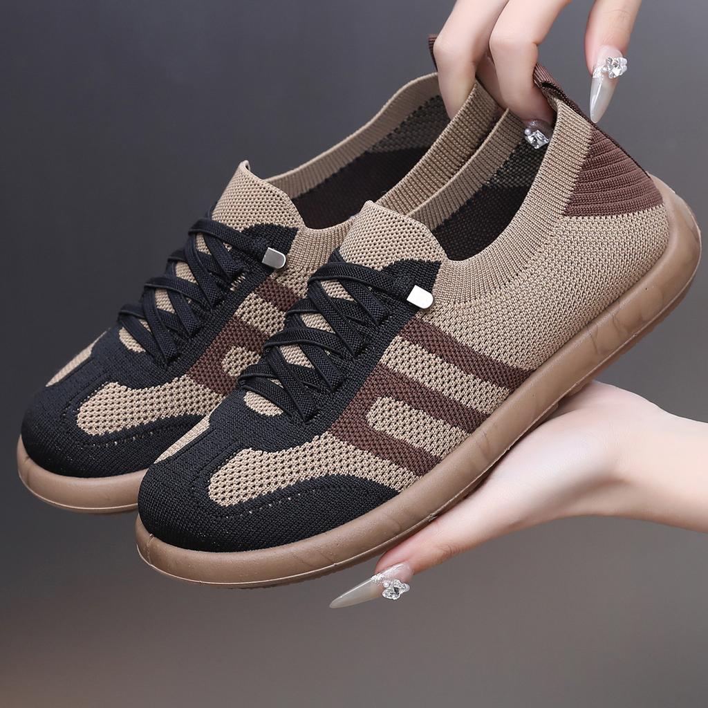 Women Flats 2026 Spring New Autumn Mesh Breathable Comfortable Soft Sole Casual Shoes Fashion Cross Tied Vintage Fly Weave Shoes