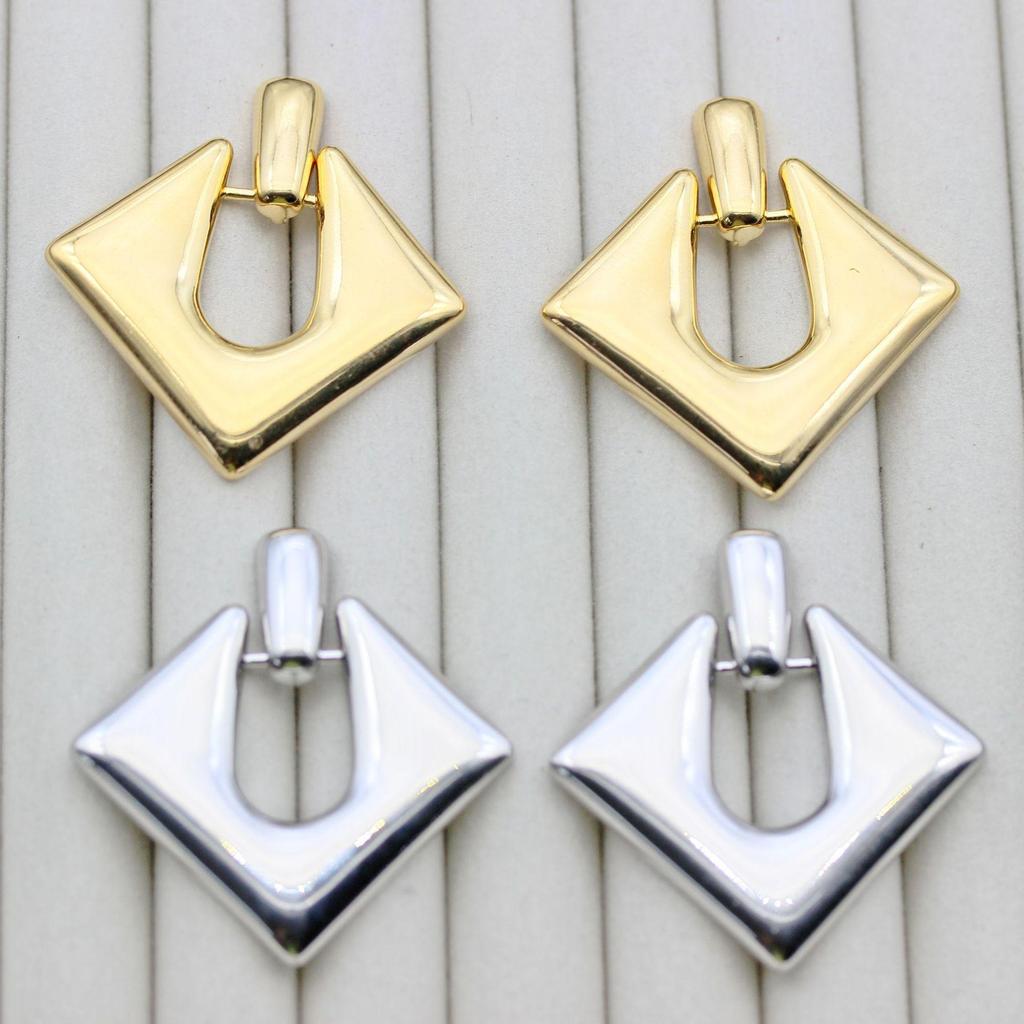 S925 Silbernadel High-End Quadratische Geometrische Rhombus Ohrringe für Frauen - Europäischer und Amerikanischer Stil