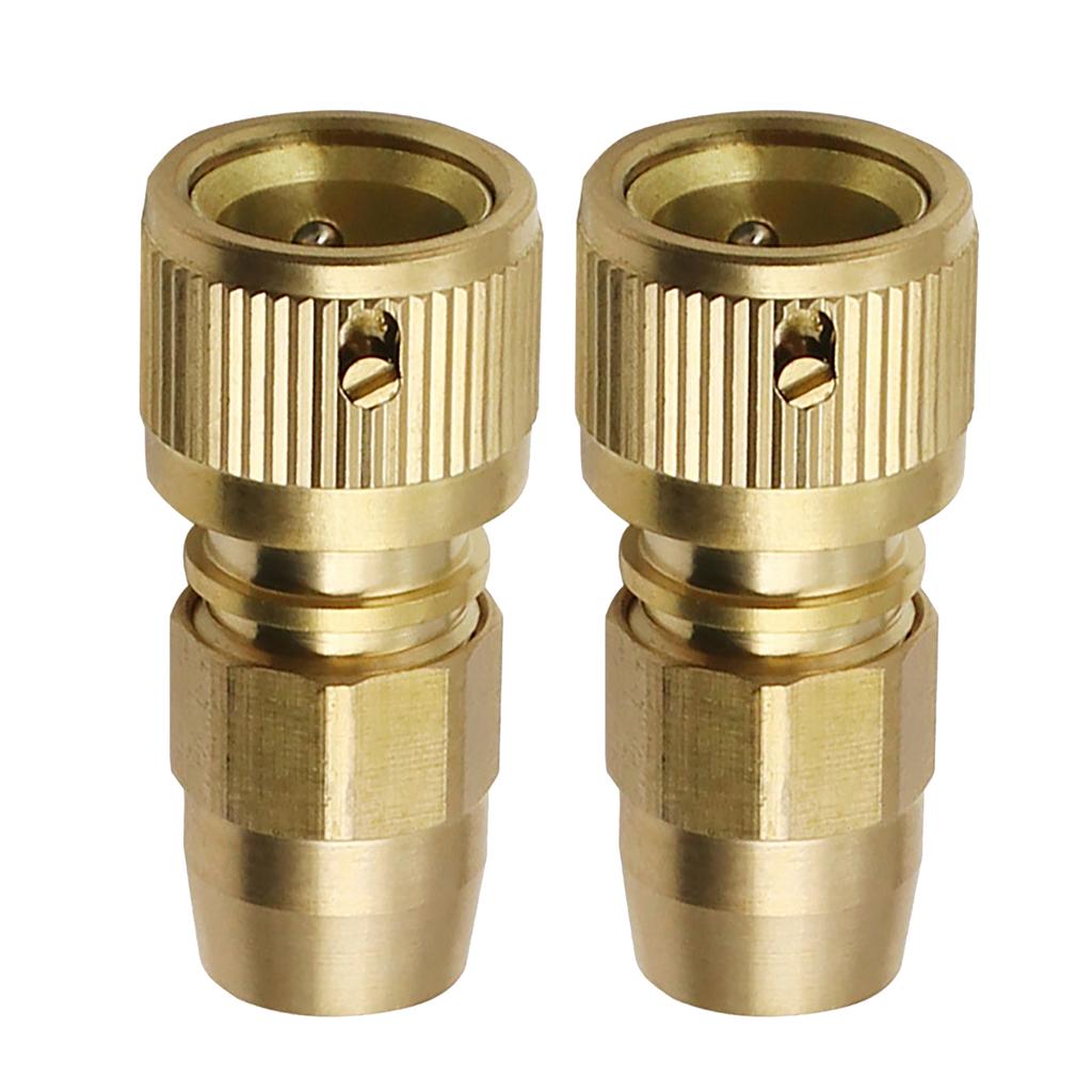 2pcs Brass Quick Connectors Water Hose Quick Connect Fittings for Expandable Garden Hose & Water Hose Repair Adaptor