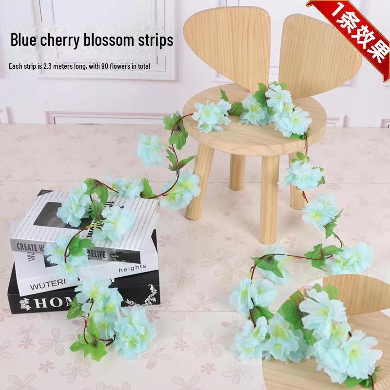 Artificial Cherry Blossom Vines for Air Conditioner Pipe Decoration - Green Plant & Flower Decor