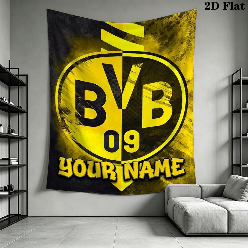 Vlastní jméno Borussia Dortmund Nástěnná tapiserie Estetická nástěnná dekorace Tištěná látková přikrývka Dekorativní tapiserie pro ložnici Obývací pokoj Domácí dekorace
