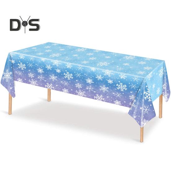 3/6 Pack Christmas Tablecloth Winter Holiday Snowflake Dining Tablecloth Plastic Disposable Table Cover for Christmas Party Decoration