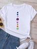 Maycaur T Shirt Women Moon Planet Print Fashion Tee Shirts Casual Round Neck Short Sleeve Streetwear Female T-Shirt Vintage Tops