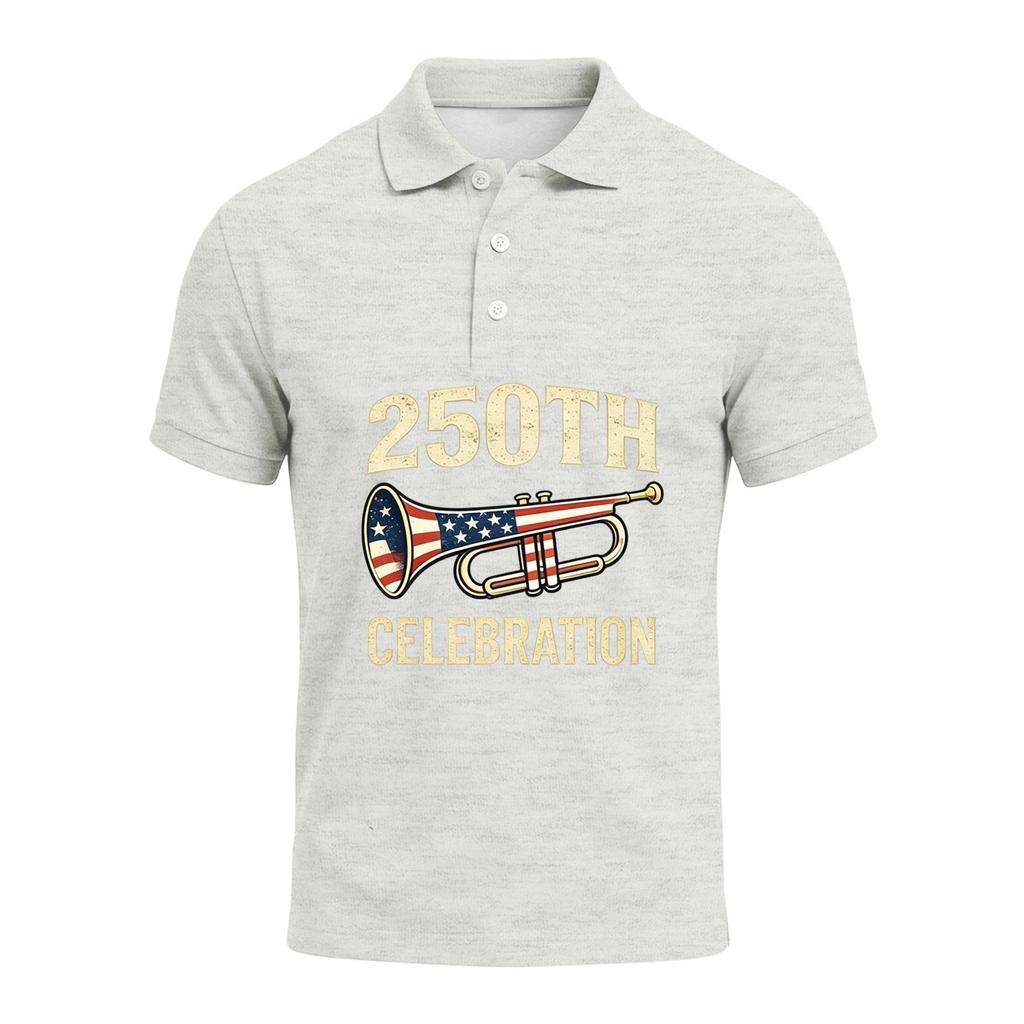 Men's 250th Anniversary Short Sleeve Polo Shirt America Strong Graphic Print 1776 to 2026 Commemorative Casual Shirt