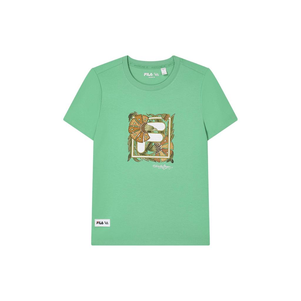 New FILA X V&A LIANMINGKUAN Regular T Shirt Women's Fruit Milk Green F11W418101F-LG