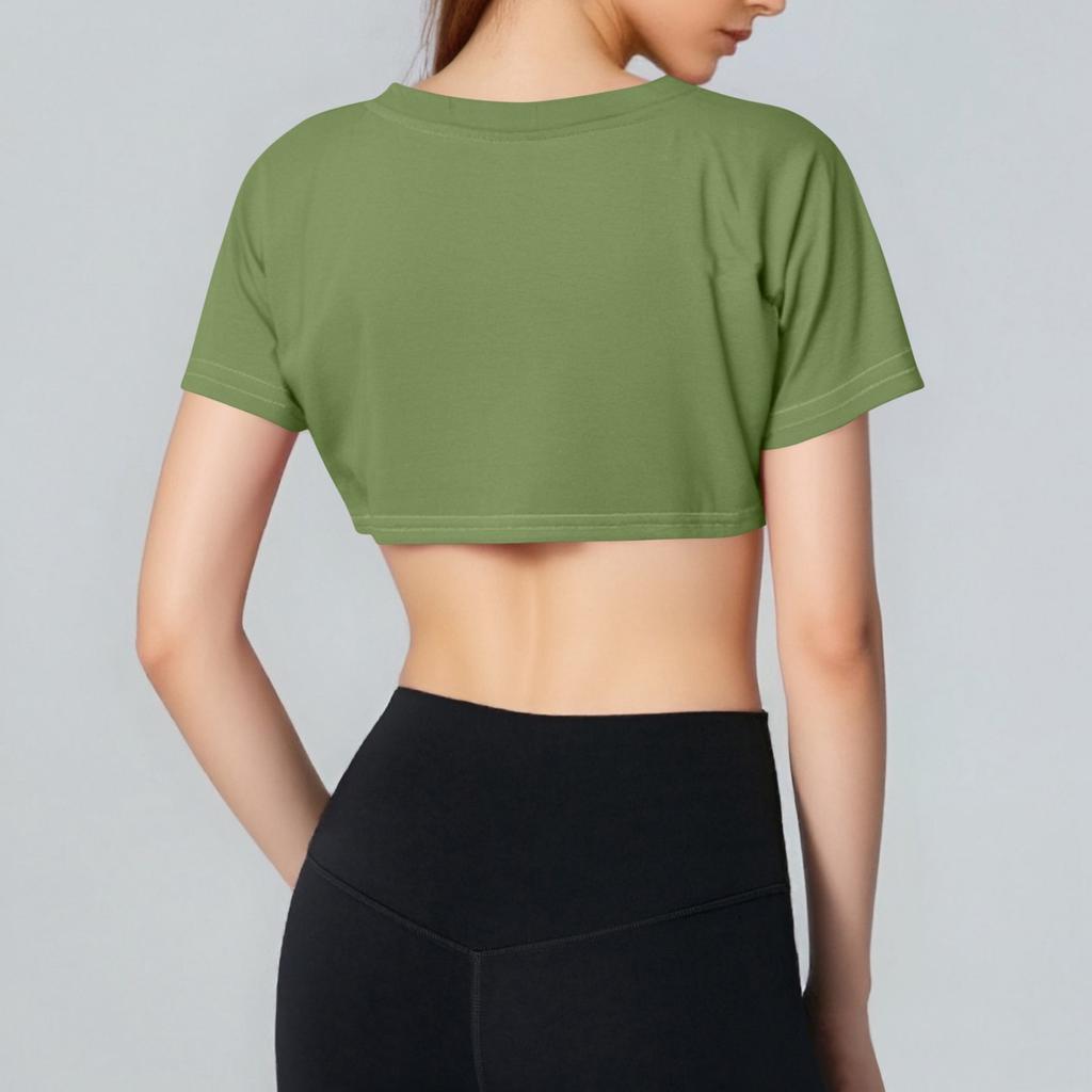 Damen Two Yuan Einfarbiges Brust-Kurz-T-Shirt Süßes Tag Sexy Crop Kurzarm-T-Shirt