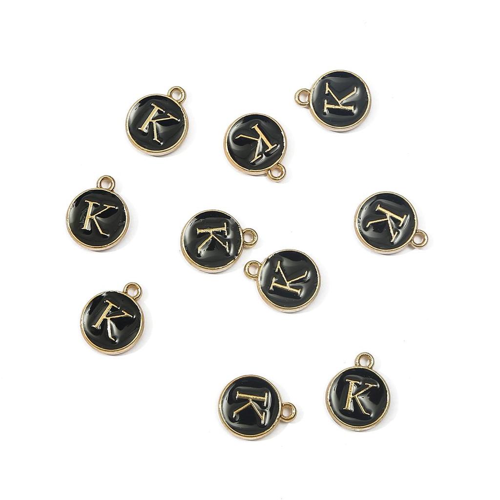 10Pcs 12x2.5mm Alphabet Double Face Charms Pendant Beads for Jewelry DIY Findings