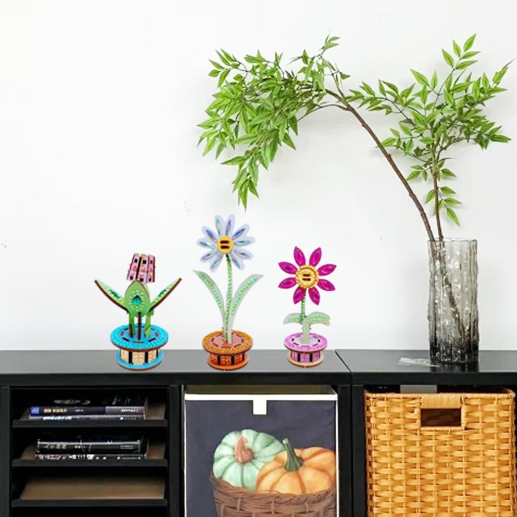 3D Puzzle DIY Wooden Flower Wooden Flowers for Crafts 3D DIY Wood Crafts Flower for Adults & Youngster