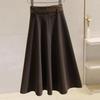 Autumn Winter Women Wool Skirt High Waist Elegant Flowy Midi Slim Fit Fashion Tummy Control Office Casual