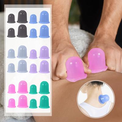 Silicone Body Massage Cup Set, 2 X Small And 2x Large, Body Vacuum Cup, Anti-Wrinkle Face Cup, Lymphatic Drainage, Anti-Cellulite Cup