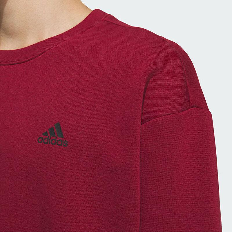 Adidas LABEL Crew Neck Comfortable Casual Couple's Fleece Lined Long Sleeved Sweatshirt Unisex Red JM9095