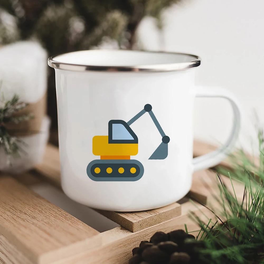 Cartoon Dinosaur Car Enamel Mug Rare Cups for Coffee Cute Mugs Beer Cup of Coffee Drinkware Personalized Funny Travel Christmas 360ML