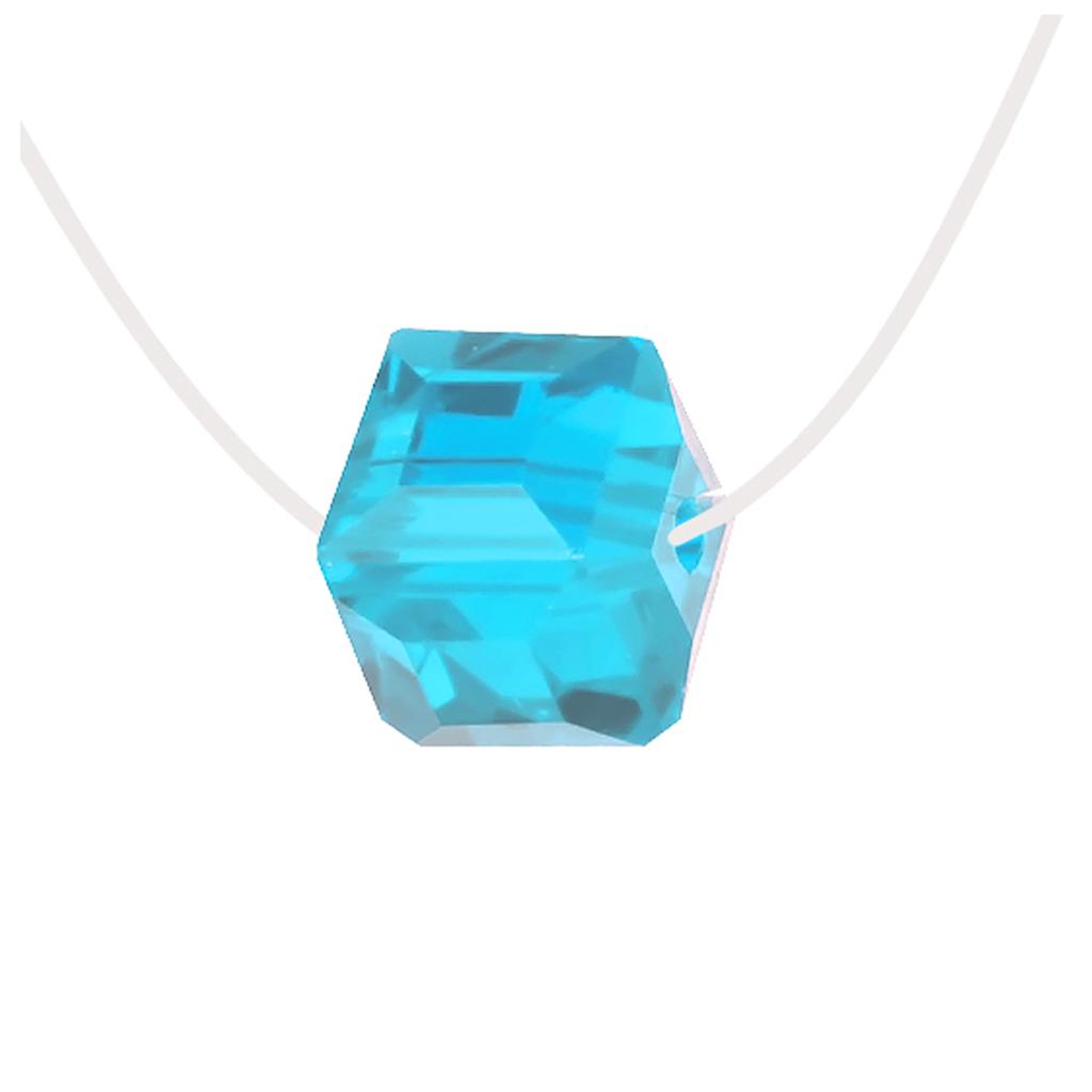 Les Trésors De Lily [R1916] - Collier Argent 'Sissi' turquoise (rhodié) - cube cristal 10 mm