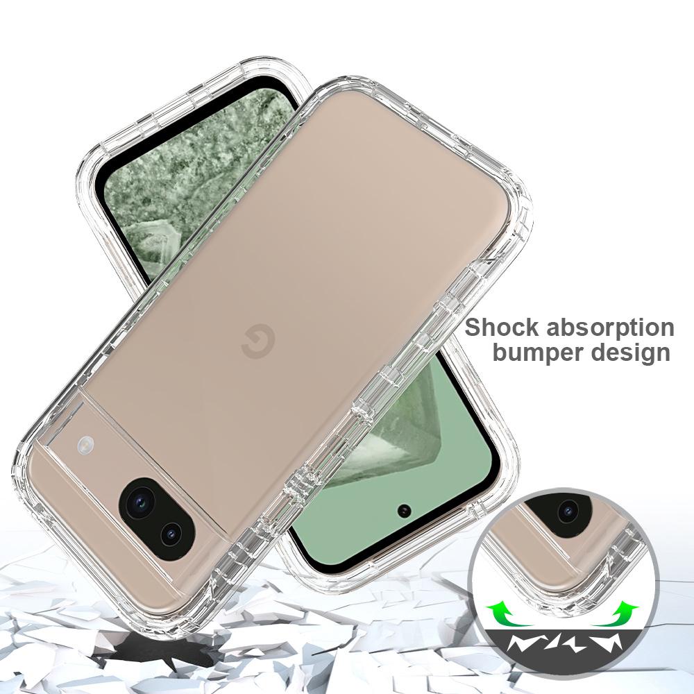 For Google Pixel 8a Case Built-In PET Screen Protector PC+TPU Full Body Shockproof Phone Cover