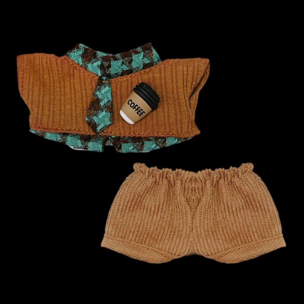 Creative 10cm Doll Clothes Blue Brown Changing Dress Game Doll Blouse Pants Suit Cosplay Po Prop Doll Student Uniform Gift
