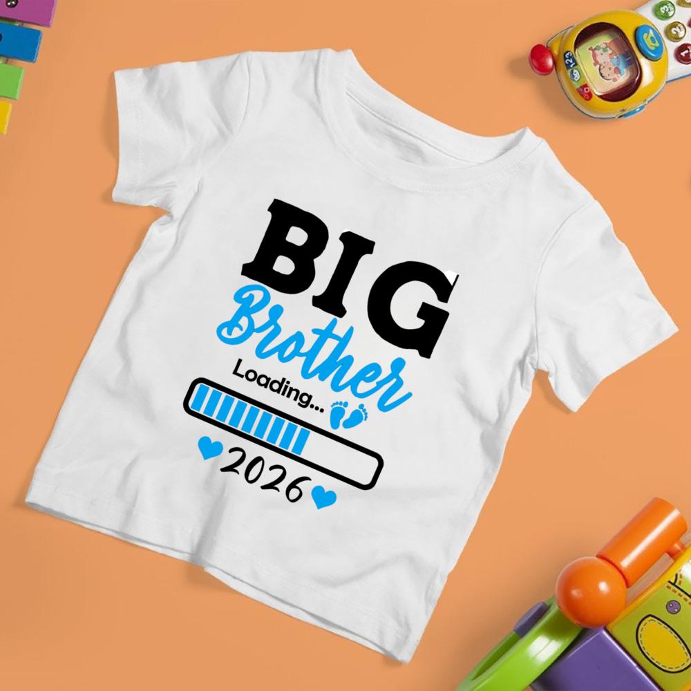 Big Brother Big Sister Carregando 2026 Camiseta Infantil Estampada Camisas de Verão para Crianças Roupa de Manga Curta Camiseta Roupas de Anúncio de Bebê