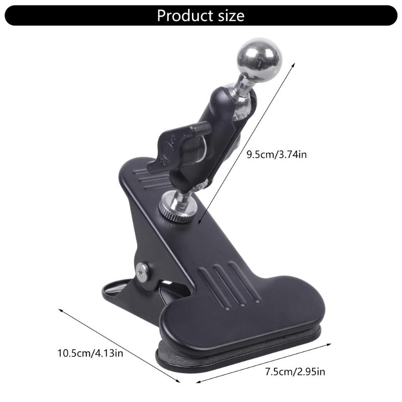 Universal 360 Rotatable Metal Clamp Base 17.4mm Ball Socket Strong Iron Clamping for Camera Phone Tablet Mounts