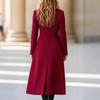 Womens Double Breasted Long Wool Coat Solid Color Slim Fit Elegant Commuter Style