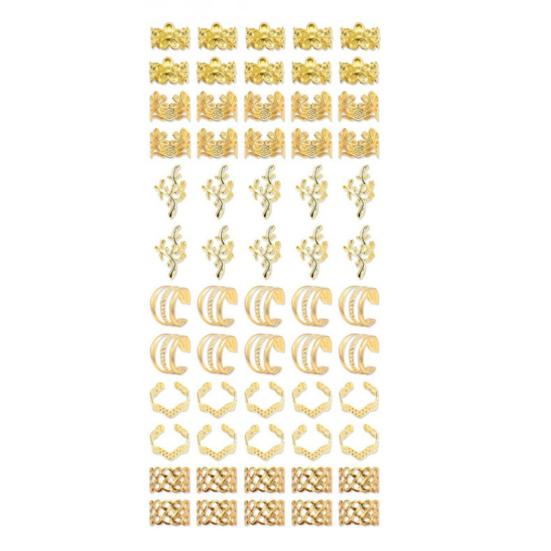 32/40/60Pcs Dreadlock Hair Accessories, Hollow Carved Hair Rings, Open Design Easy to Wear Hair Cuffs for Festivals Parties