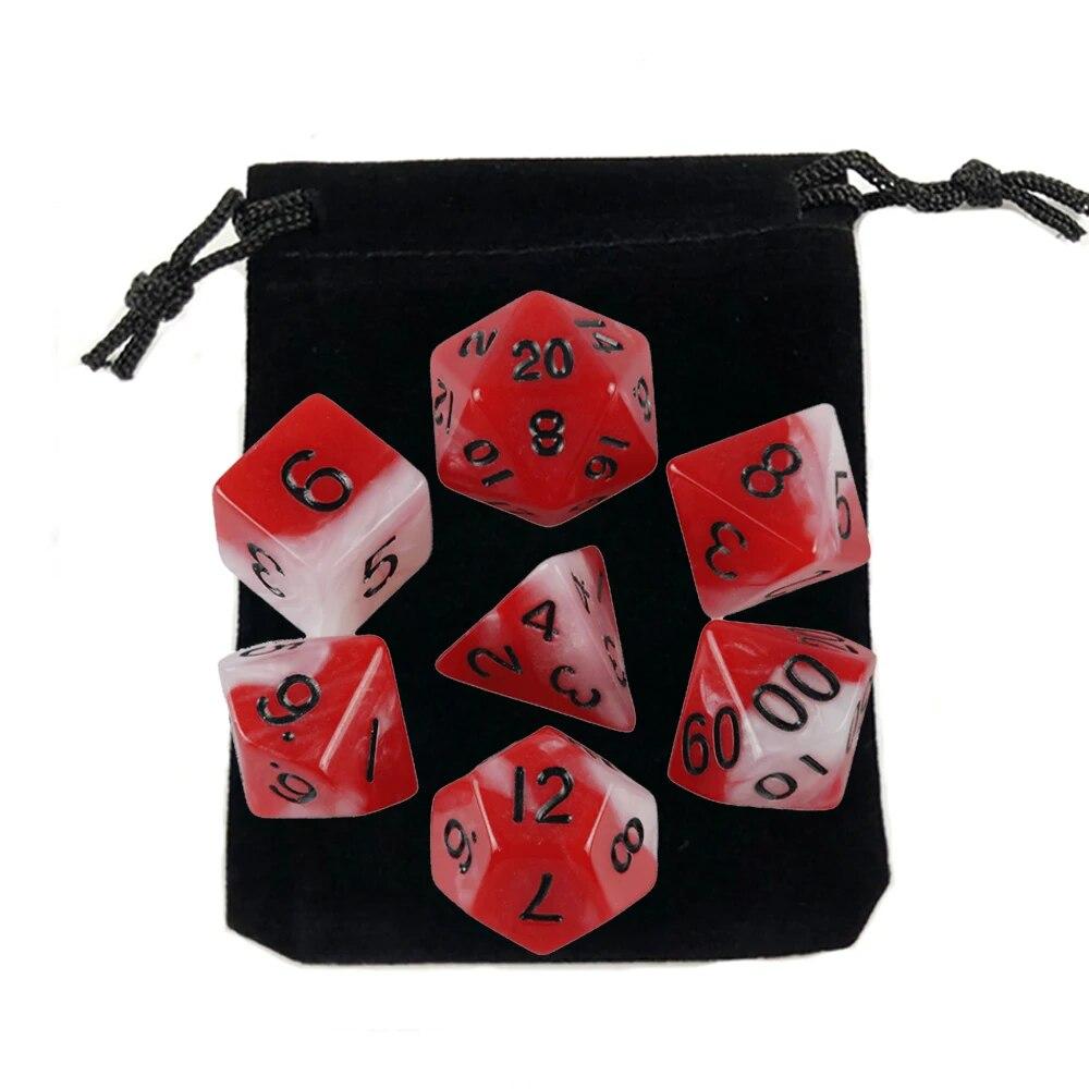 7pcs Dice with Bag DnD D4,d6,d8,d10,d%,d12,d20 Polyhedral Board Game Pieces RPG