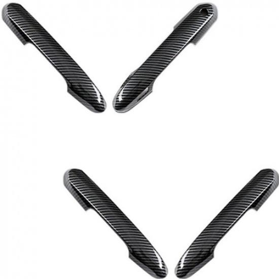 4x Car Carbon Fiber Style Door Handle Cover Trim Fits Toyota Highlander -21
