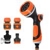 10-Mode Garden Hose Nozzle - Waterproof Ergonomic Garden Sprayer with Fittings (orange)