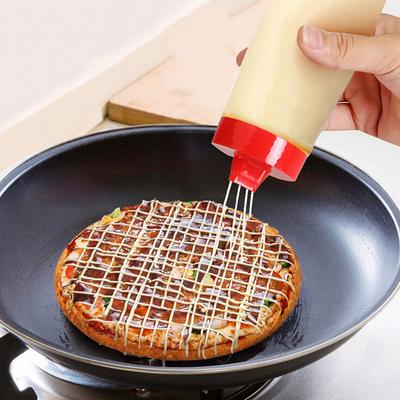 300ml  4-Hole Plastic Salad Ketchup Mustard Kitchen Accessories Dressing Squeeze Bottle Condiment Di