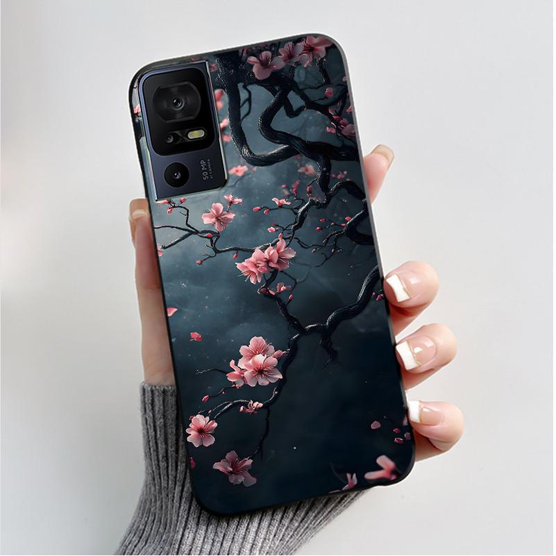 

Phone Cover For TCL 40 SE 40 XL 40T Case Silicone Luxury Butterfly Flowers Black Bumper Soft TPU Coque for TCL 40SE 40XL Funda TCL 40T