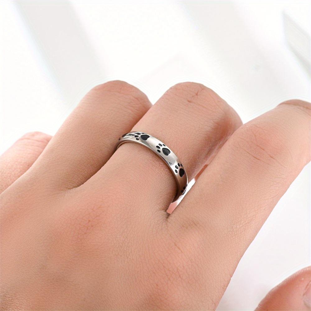 1Pc Stylish, Stylish and Cute Cat Claw Pattern Design Titanium Steel Simple Ring