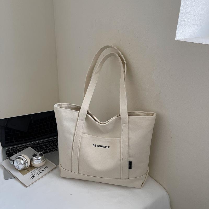 

New Winter Stylish Canvas Shoulder Bag with Print Letter for Women Casual Simple Texture Versatile Bags for Travel Handle Bags