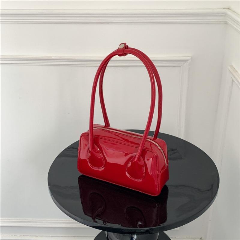 Simple shoulder bag, women's high-end handbag, commuter women's patent leather styling underarm bag women
