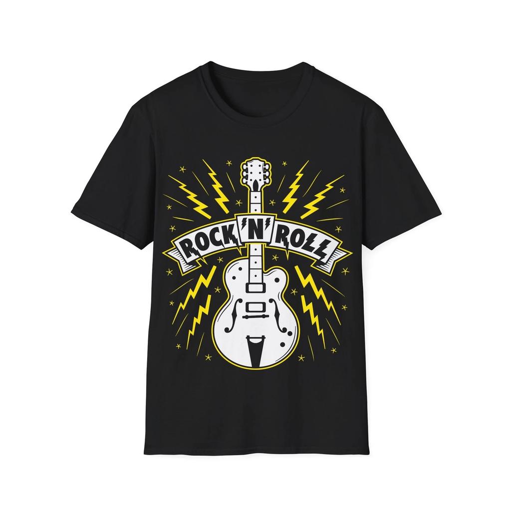 Rock'n'Roll Guitar T-Shirt, Rock Music Fan Tee, Unisex Regular Fit Top
