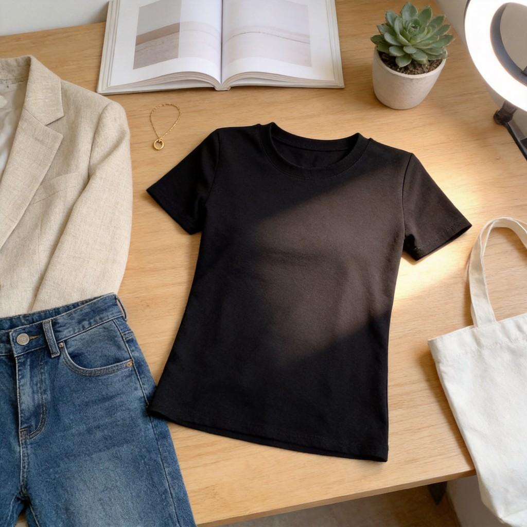 Basic Cotton T Shirt For Women With Short Sleeves And Round Neck For Casual Summer Wear