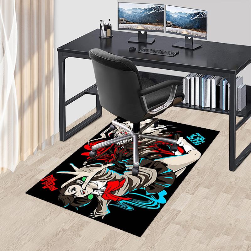 

1pc Anime Cartoon Design Demon Slayer Tanjiro Kamado Office Chair Mat Non-Slip Carpet for Home Decor, Suitable for All Seasons.U096 60cm by 90cm
