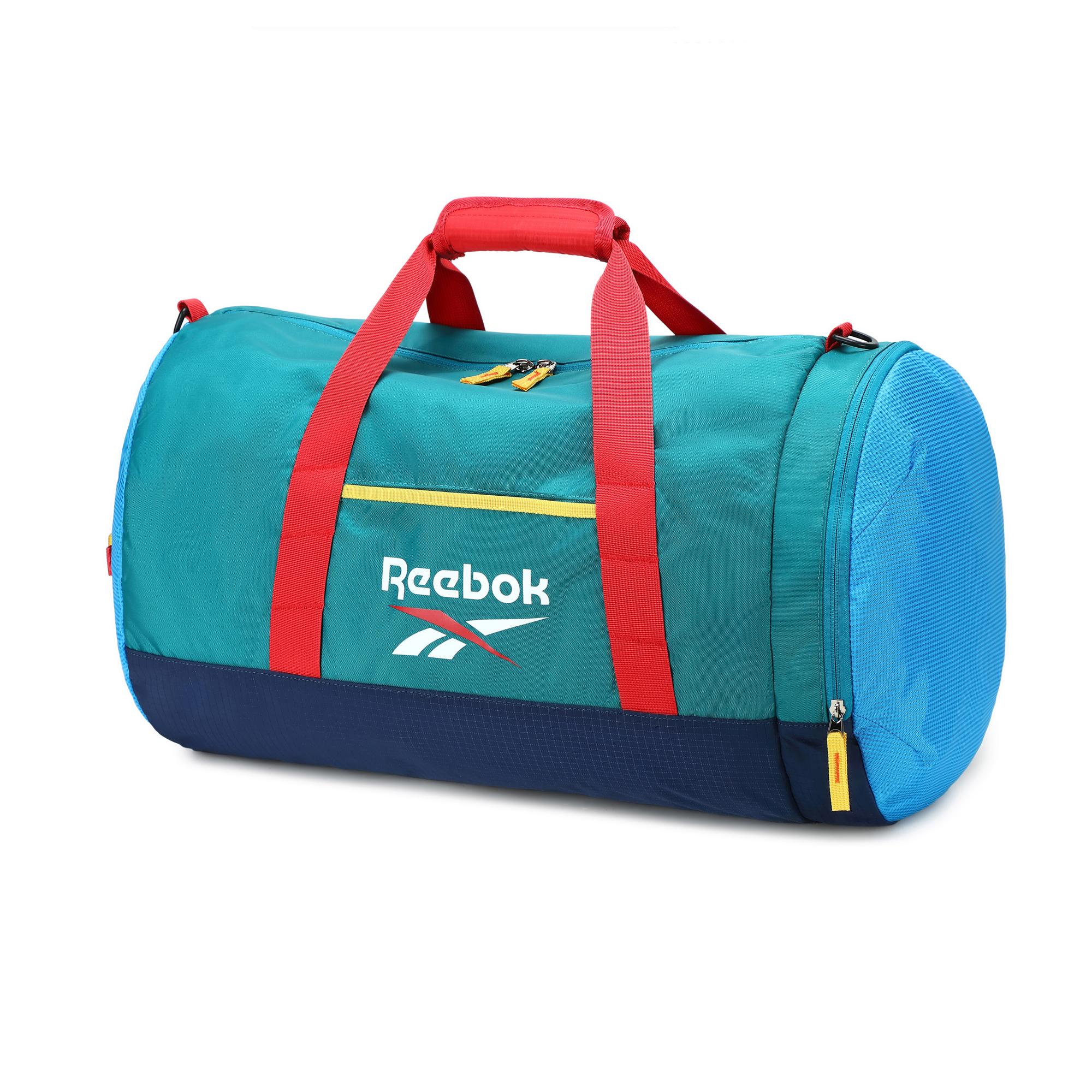 Reebok 42 л Тканевая дорожная сумка Унисекс Сине-зеленый павлин/Черный RB250624M