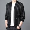 Men's Knitted Cardigan Autumn New Striped Knitted Sweater Youth Casual Fashion Outer Wear Real Pocket Jacket