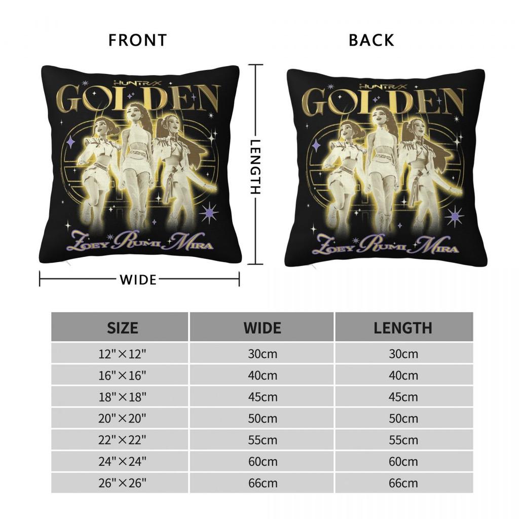 Huntrix Golden Zoey Rumi Mira KPop Dämonenjäger Kissenbezug Weicher Kissenbezug Dekorative Kissenhülle Zuhause Quadratisch 18''