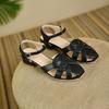 Women's low-heeled sandals summer new simple temperament solid color versatile large-size bag head sandals
