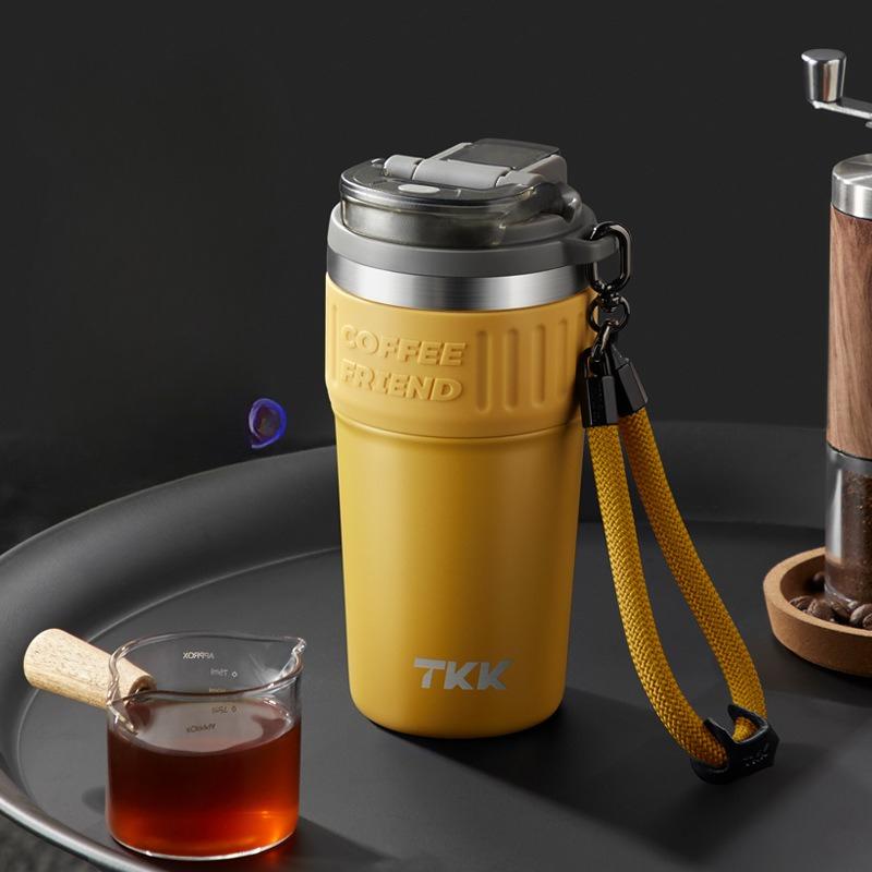 TKK Stainless Steel 316 Insulated Cup Portable Drawstring Coffee Cup Thermos Coffee Travel Mug Leak Proof Coffee Travel Mug жёлтый