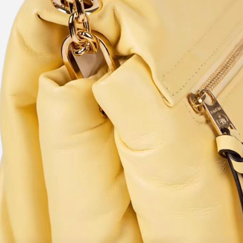 Lanvin Logo Magnetic Buckle Flap Leather Pillow Bag Crossbody Shoulder Bag Women Bags Yellow LWBGXR00NAPAE21