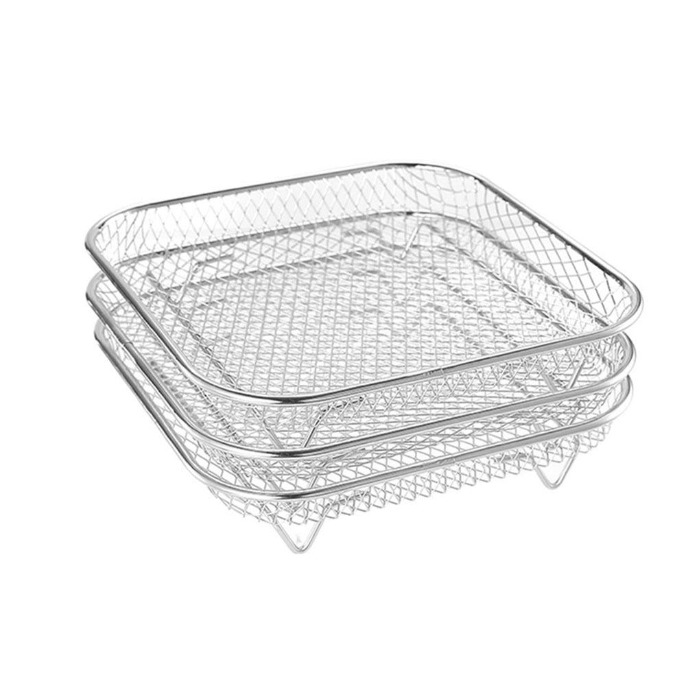 Stackable Barbecue  Dehydrator Rack Stainless Steel Air Fryer  Basket Tray Air Fryer Rack  Steaming Square