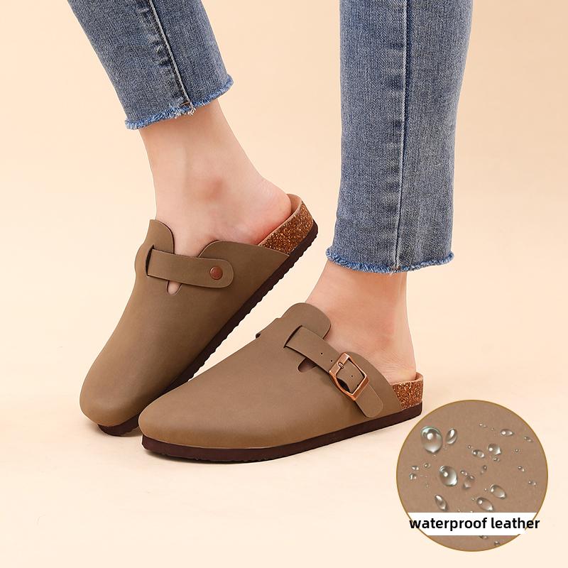 Goosecret Women Suede Clogs Slippers Men Classic Cork Mules Summer Outdoor Soft-Footed Anti-skid Beach Sandals With Arch Support
